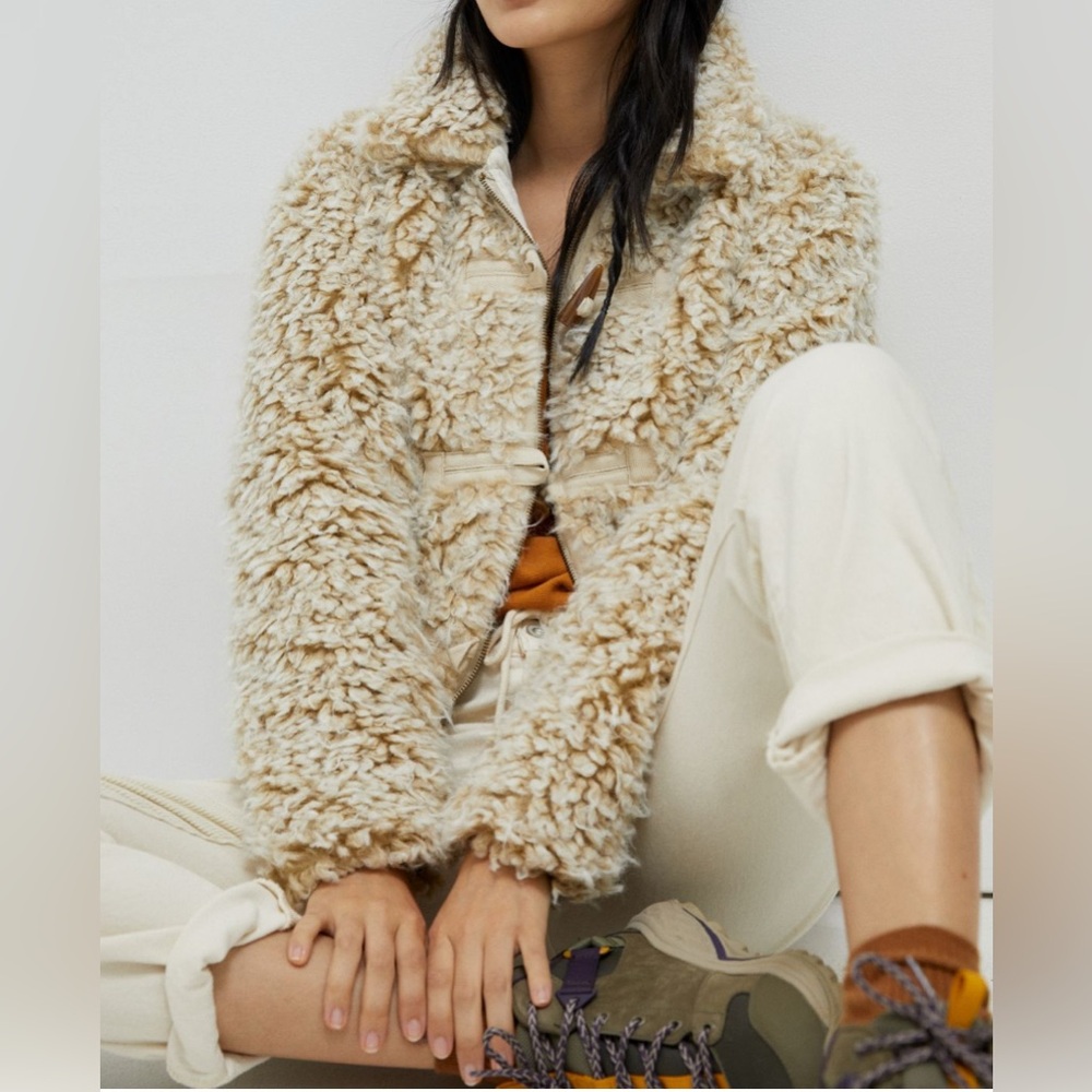 Anthropologie Brenna Faux Fur Cream Teddy Jacket Size Medium - Picture 3 of 16